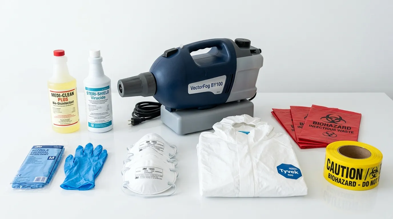 Professional biohazard remediation crew working in Menlo Park